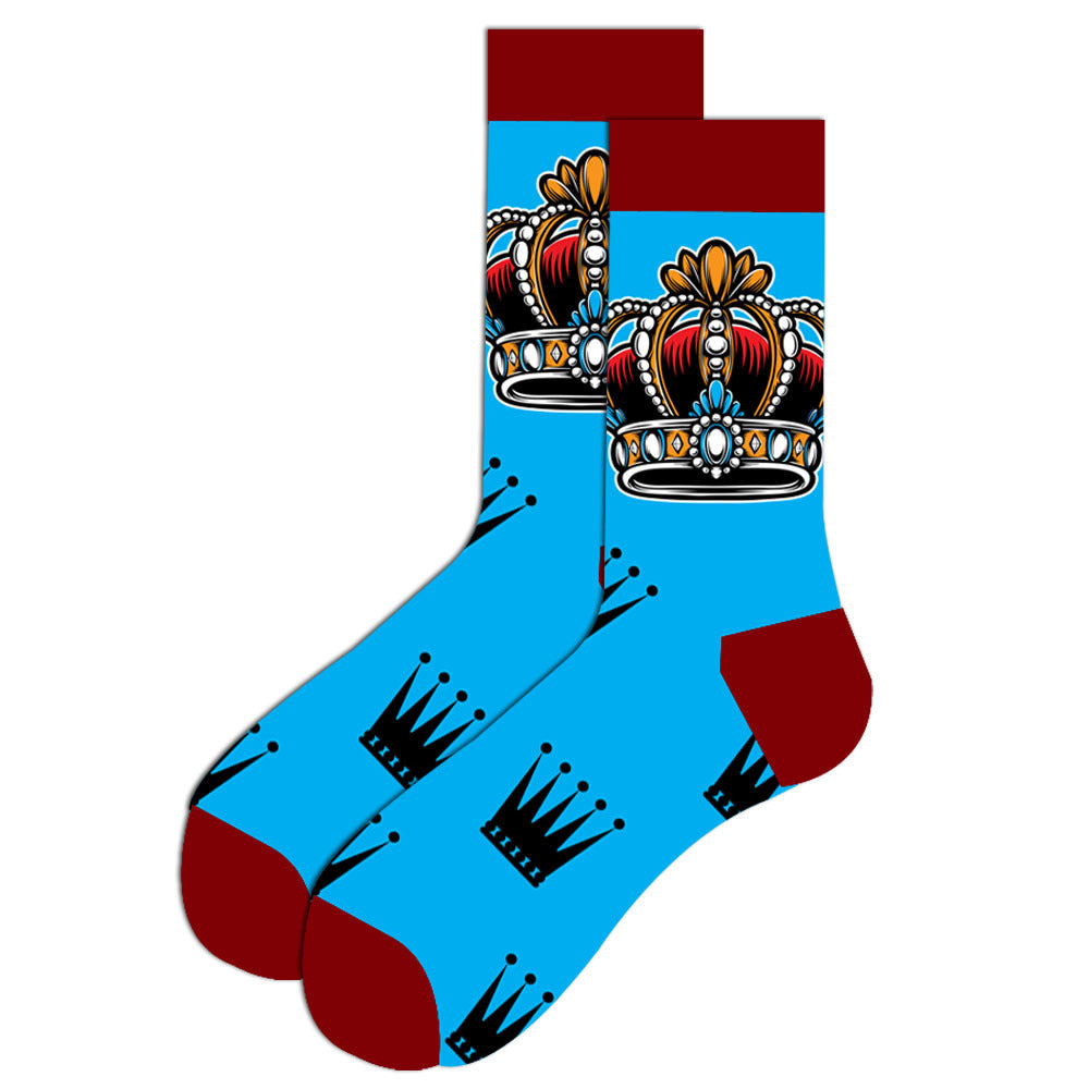 Full Printing Knit Cotton Crew Business Socks & Dress Socks