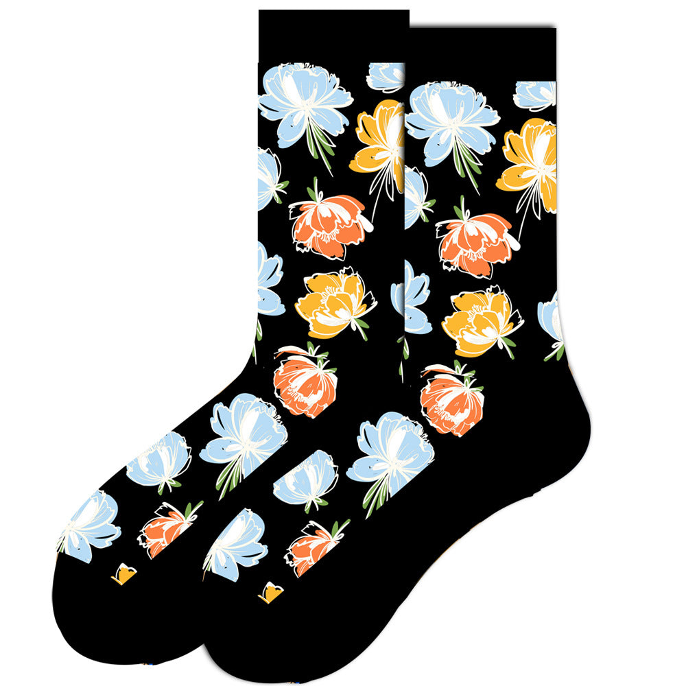 Full Printing Knit Cotton Crew Business & Dress Socks
