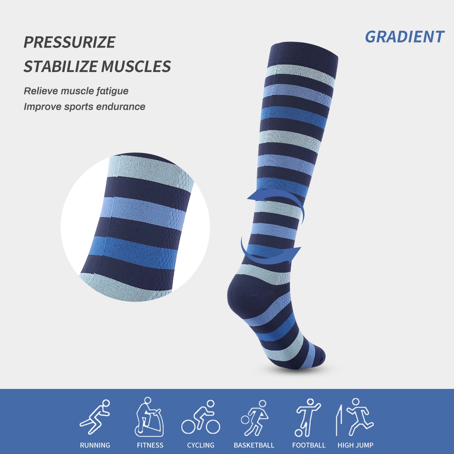 Full Printing Compression Socks Knee High Nurse Pregnant Running Medical and Travel Athletic