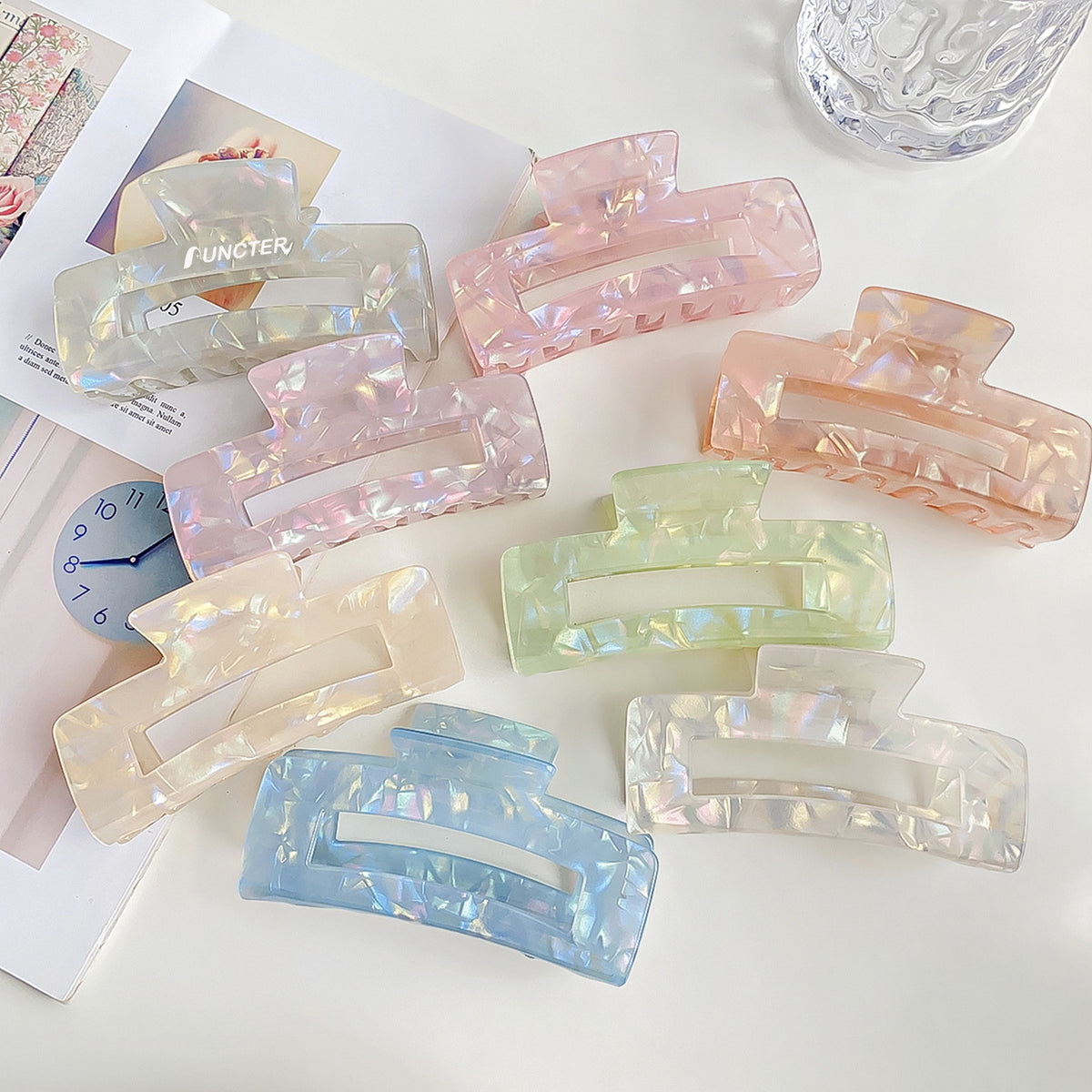 Colorful Large Neutral Rectangle Hair Clips