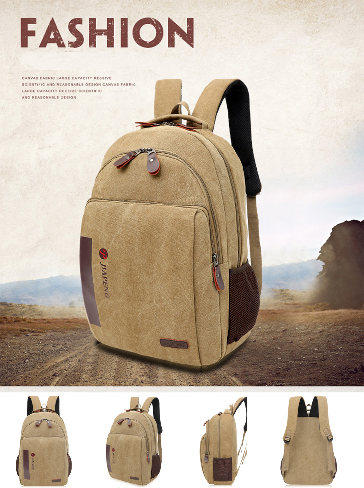 Canvas Backpack Large Capacity Computer Bag Casual Bag Student Schoolbag