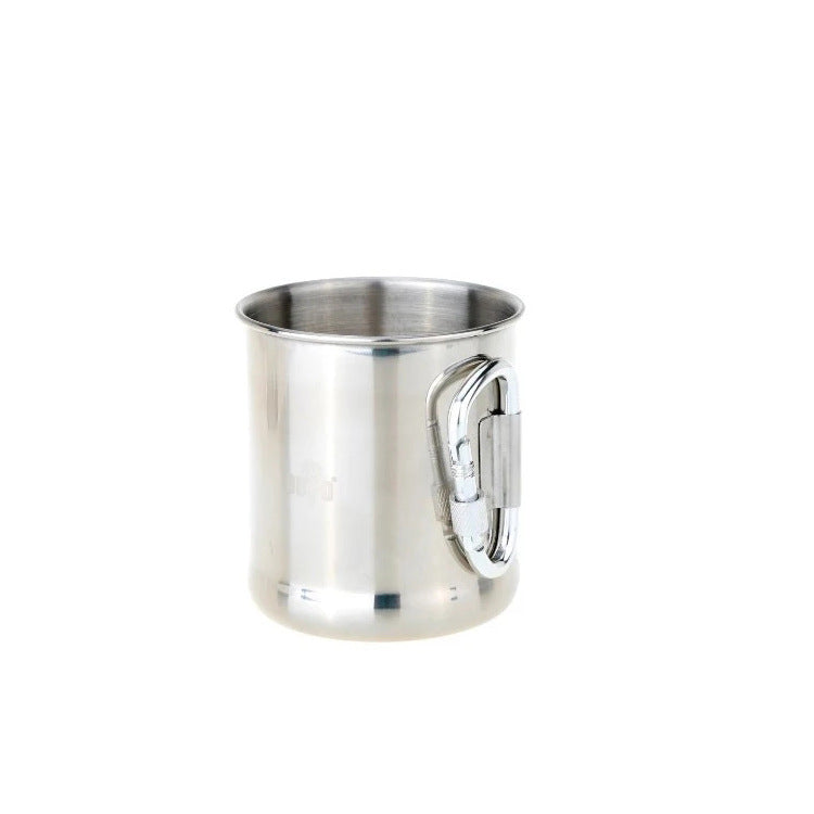 Silver 10 OZ Stainless Steel Cup Travel Mug w/Carabiner Handle