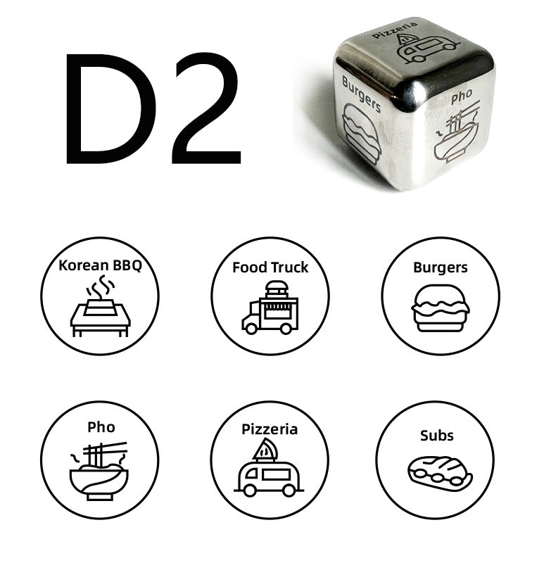 1 Pcs Fun Creative Food Decision Dice Game Unique Stainless Steel Dice