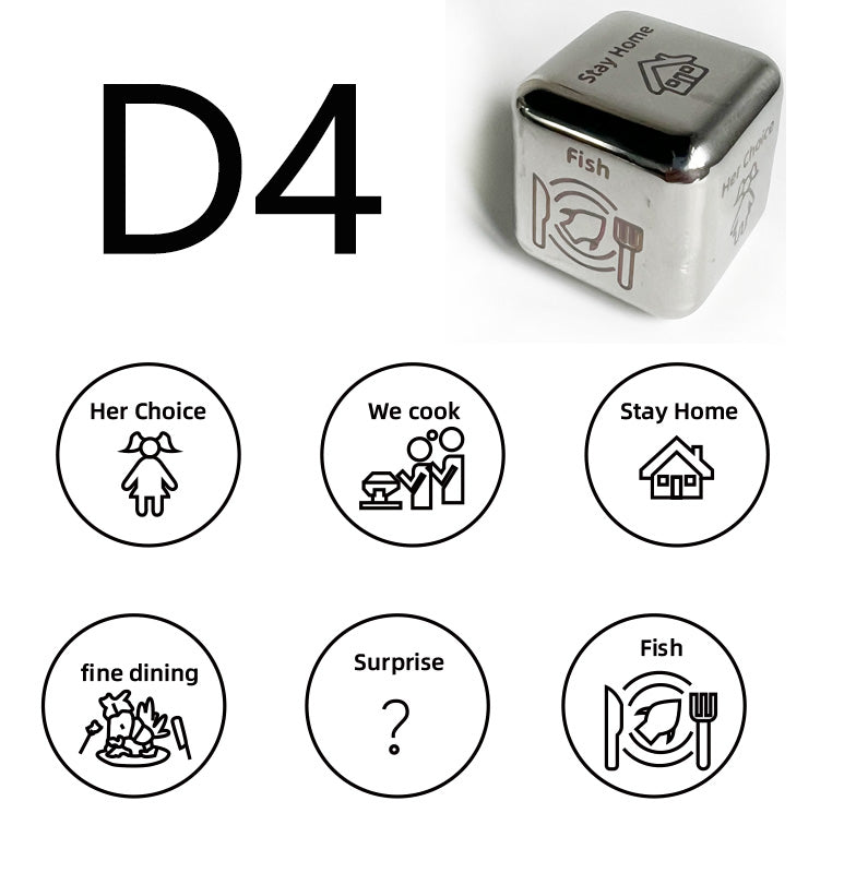 1 Pcs Fun Creative Food Decision Dice Game Unique Stainless Steel Dice