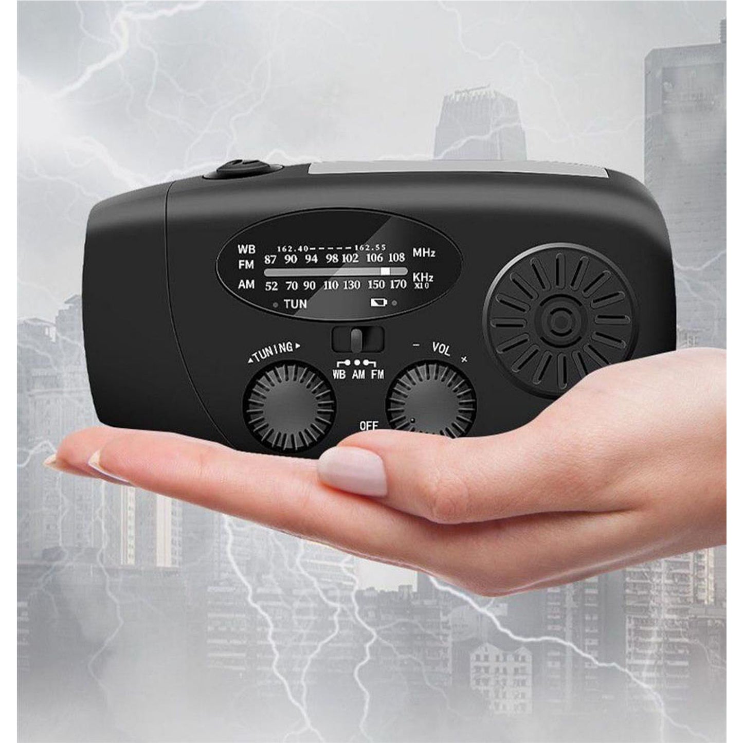 2000 mAh AM/FM NOAA Radio w/Cellphone Charger & Flashlight