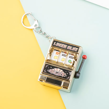 Emulation Fruit Machine Keyring Creative Mini Rotating Machine Key Chain Slot Machine Key Chain