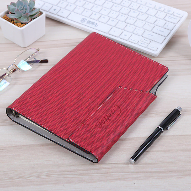 PU Leather Binder/A5 Loose-leaf Notebook w/A Pen Holder & Card Holder