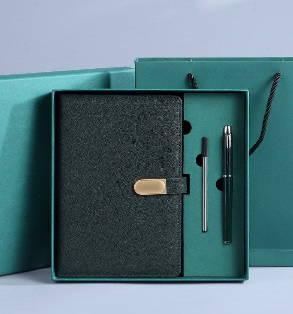 A5 PU Leather Rings Binder Notebook Gift Set Executive Journal Business Gift Box with Pen