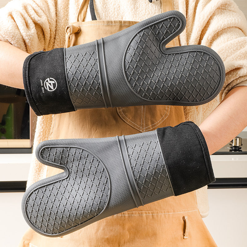 One pcs Silicone Heat Resistant Cooking Gloves Kitchen Oven Mitt with Inner Cotton Layer for Cooking