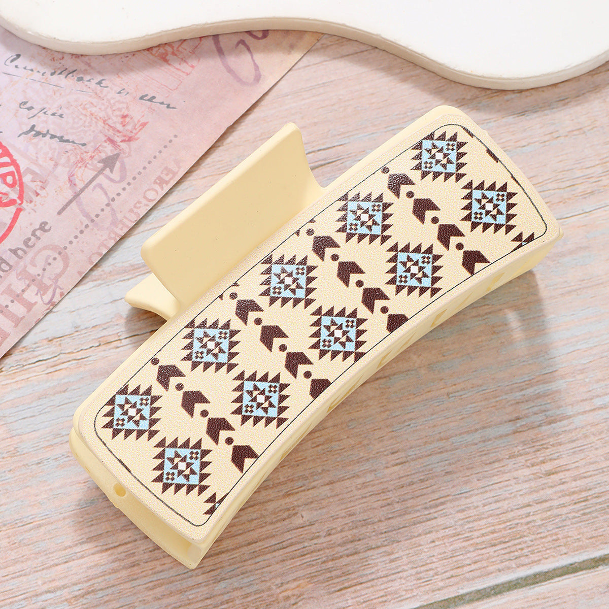 Hair Claw Clips for Women PU Leather Hairpins Traditional ( Large )