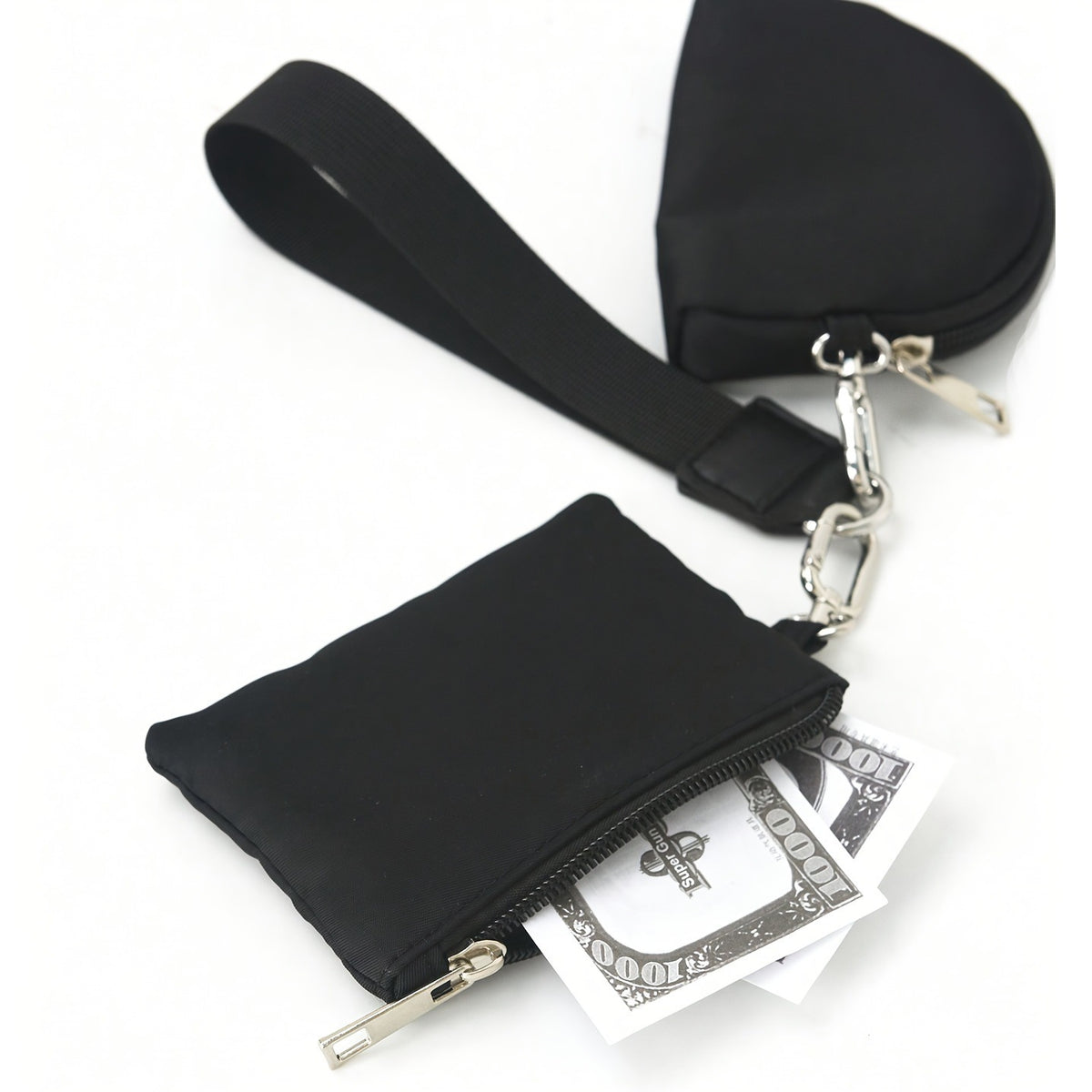 Mini Zip Around Dual Pouch Wristlet With 2 Straps Wristlet Keychain Wallet for Women