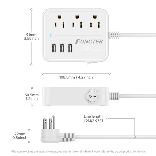45 Degree Plug Outlet Extender 8 AC Ports 2 USB 2 PD Multiple Function Wall Charger Mold#PC-15