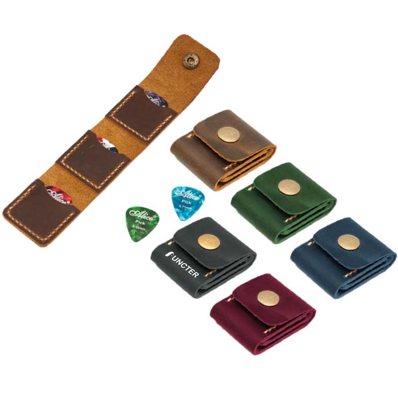Vintage Leather Guitar Pick Wallet – Portable Pick Pouch for Acoustic/Electric Guitars