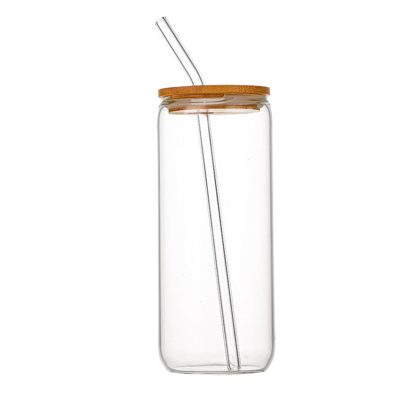 20 oz Drinking Glass Cup with Bamboo Lid and Glass Straw