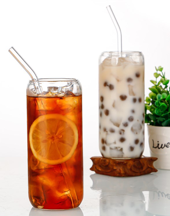 20 oz Drinking Glass Cup with Bamboo Lid and Glass Straw