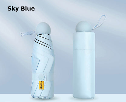 5 Fold Travel Lightweight Portable Pocket Mini Capsule Umbrella Manual Open 6 Panels Umbrella