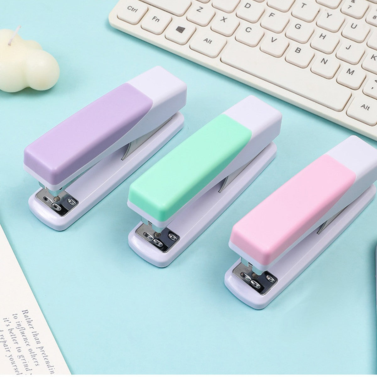 Double Macaron Color Office Using Handheld Stapler #S