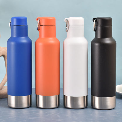 Stainless Steel Insulated Water Bottle W/ Keychain For Hiking 18 oz.
