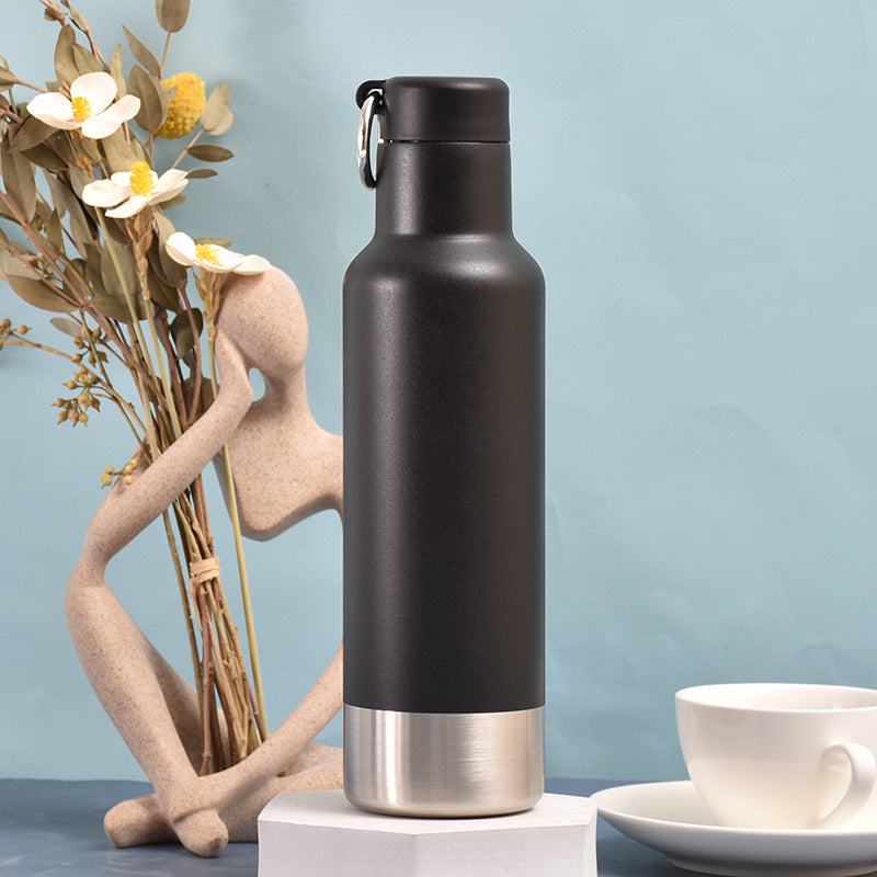 Stainless Steel Insulated Water Bottle W/ Keychain For Hiking 18 oz.