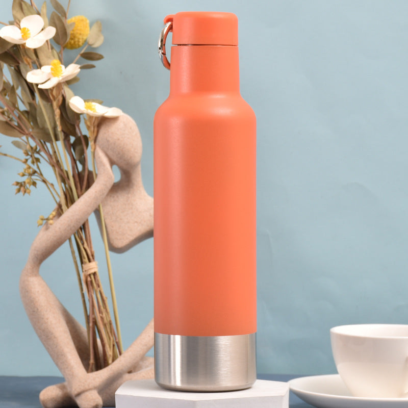 Stainless Steel Insulated Water Bottle W/ Keychain For Hiking 18 oz.