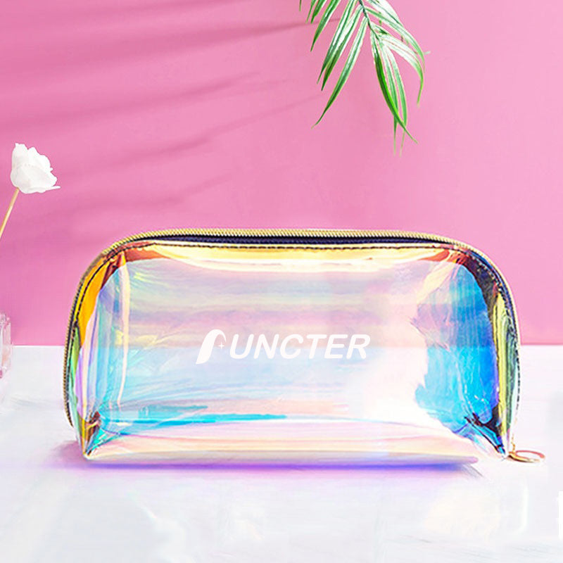 Iridescent Shell Makeup Bag, Clear Cosmetic Pouch (Large)