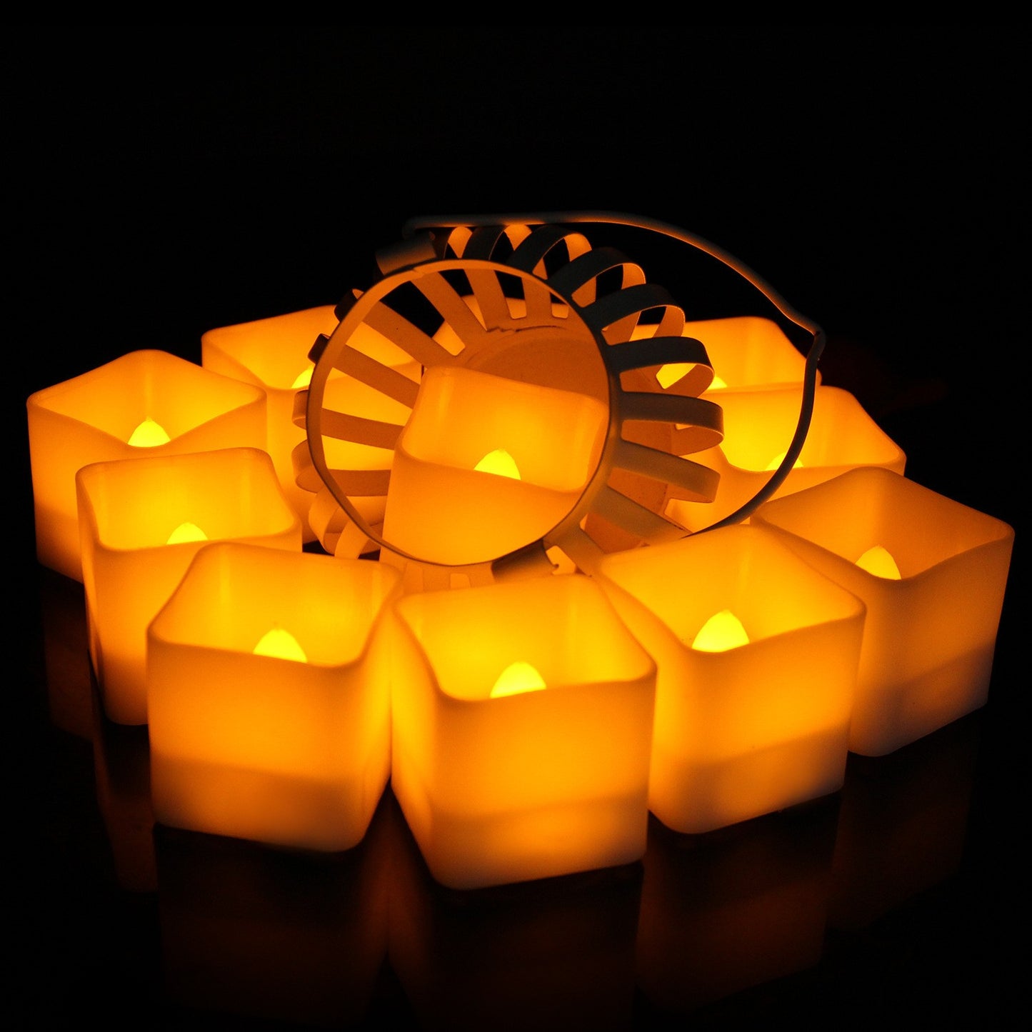 Cube Tea Light Timer Candle Lamp