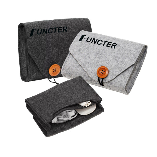 Roll-Up Felt Digital Accessories Organizer Pouch W/ Snap Button