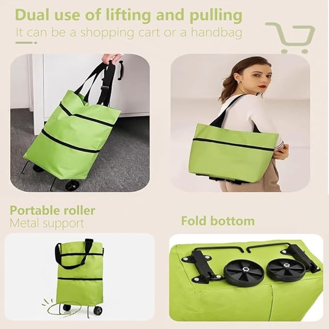 2" 1 Lightweight Collapsible Shopping Cart Travel Bag for Women or Men