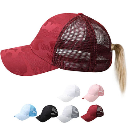 Women Ponytail Embroidered Trucker Cap