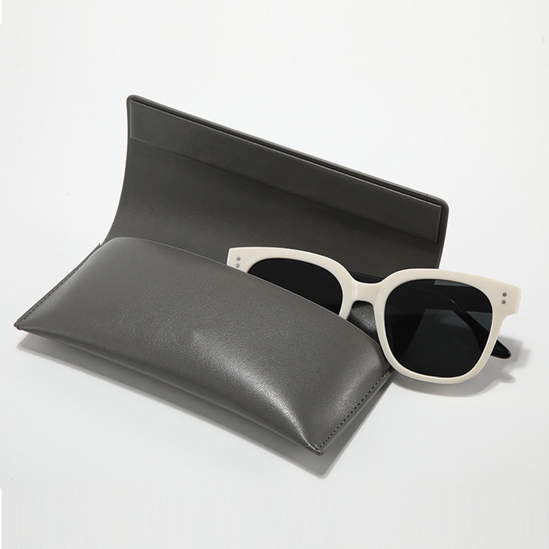 Foldable Edge Paint PU Leather Sun Glasses Case W/ Magnetic