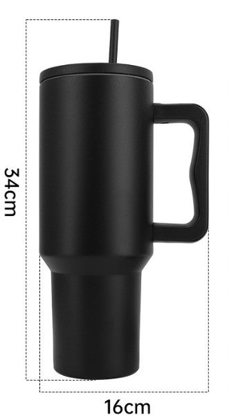40 oz. Car Tumbler Insulated Stainless Steel Water Bottle W/ Handle, Lid, Straw