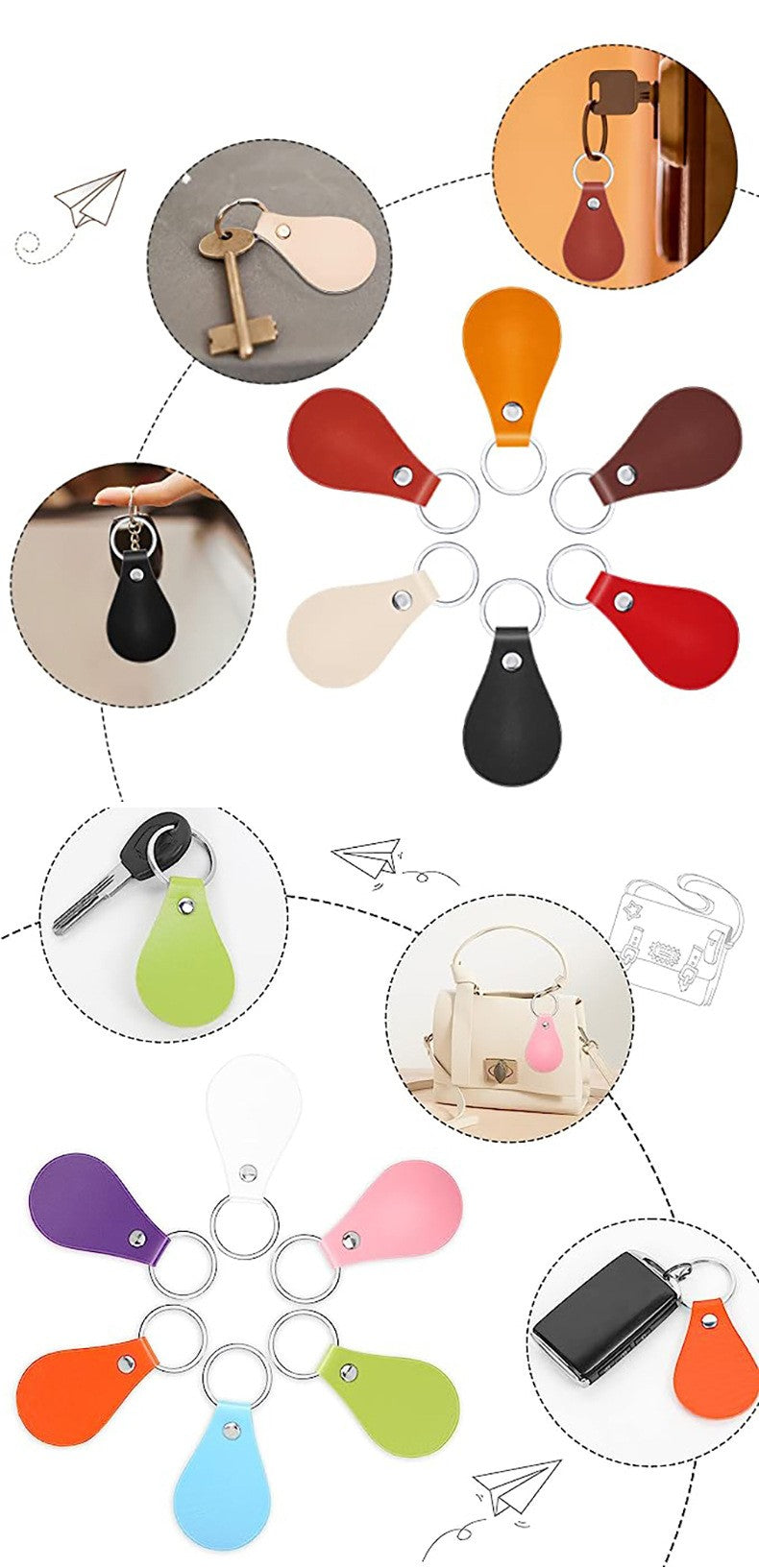 Custom Durable PU Leather Car Keyring Durable Key Tag