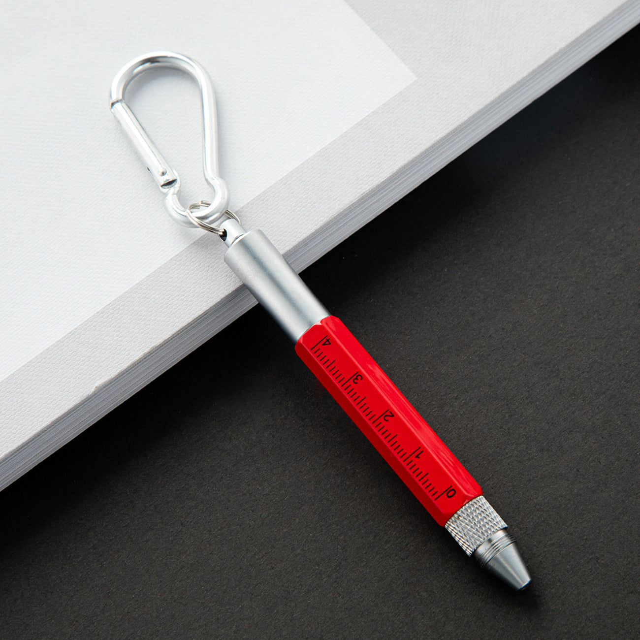 Multi-Function Metal Keychain Tool Pen W/ Carabiner