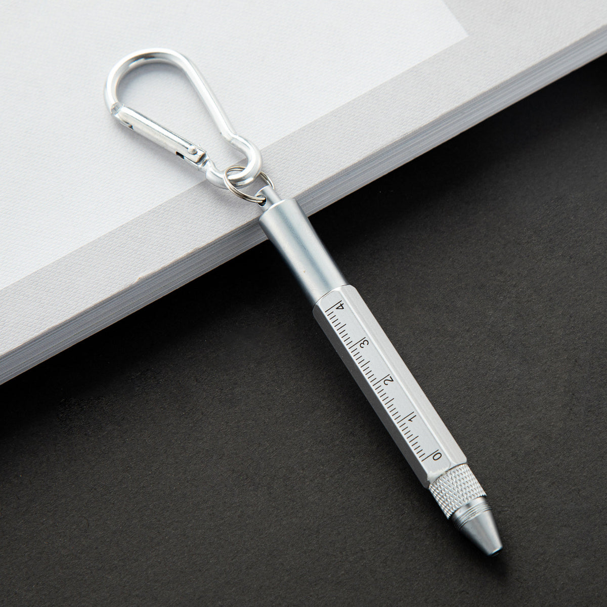 Multi-Function Metal Keychain Tool Pen W/ Carabiner