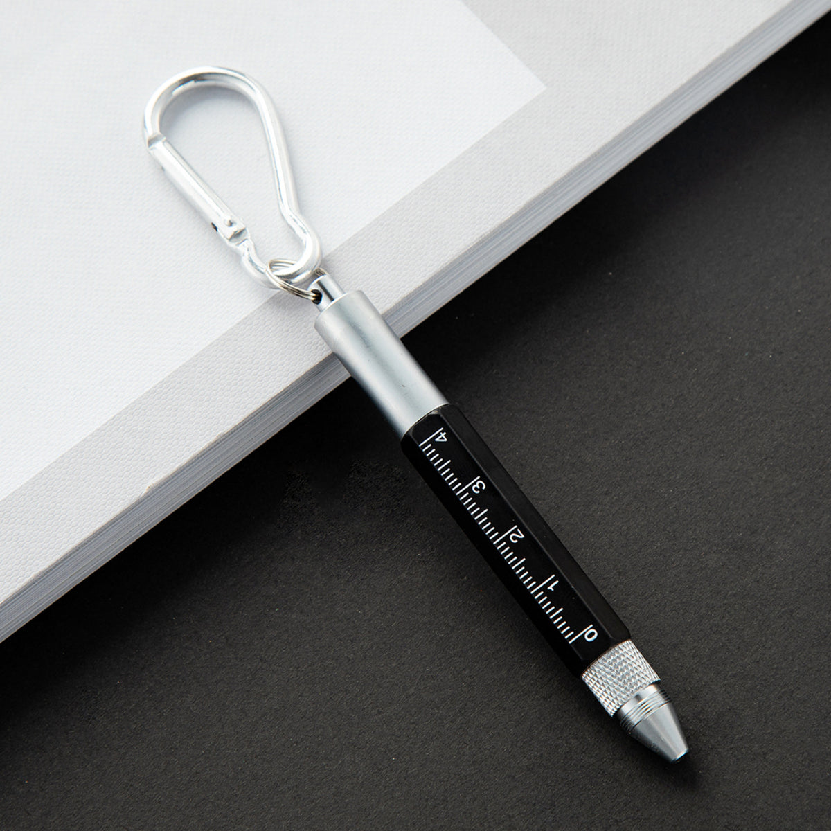 Multi-Function Metal Keychain Tool Pen W/ Carabiner
