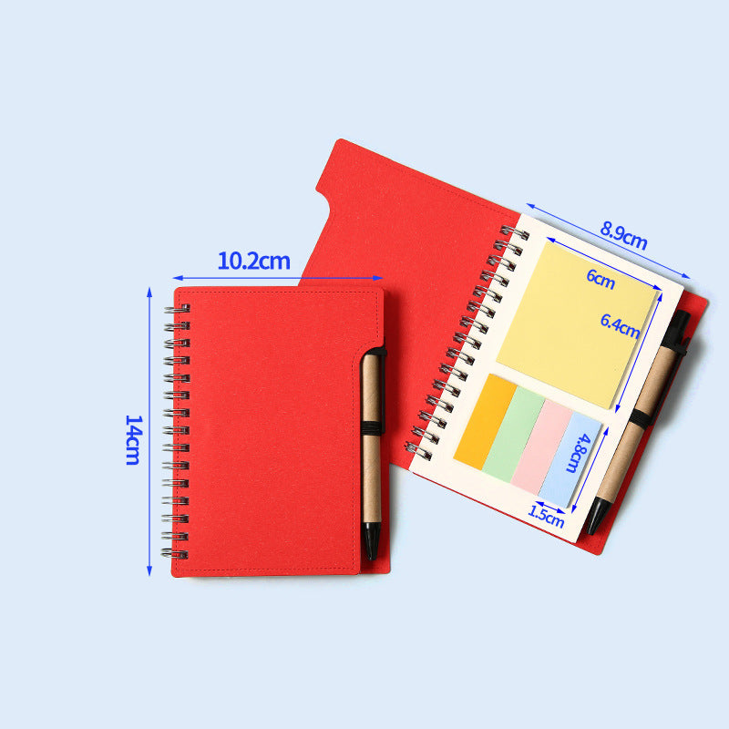 Double Spiral Notebook W/ Sticky Notes, Eco Pen
