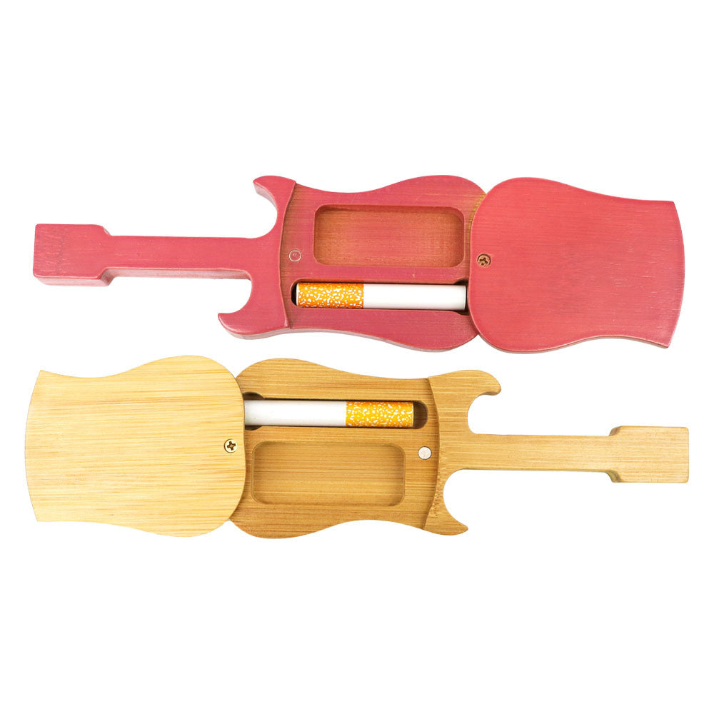 Guitar Shaped Wood Cigarette Box