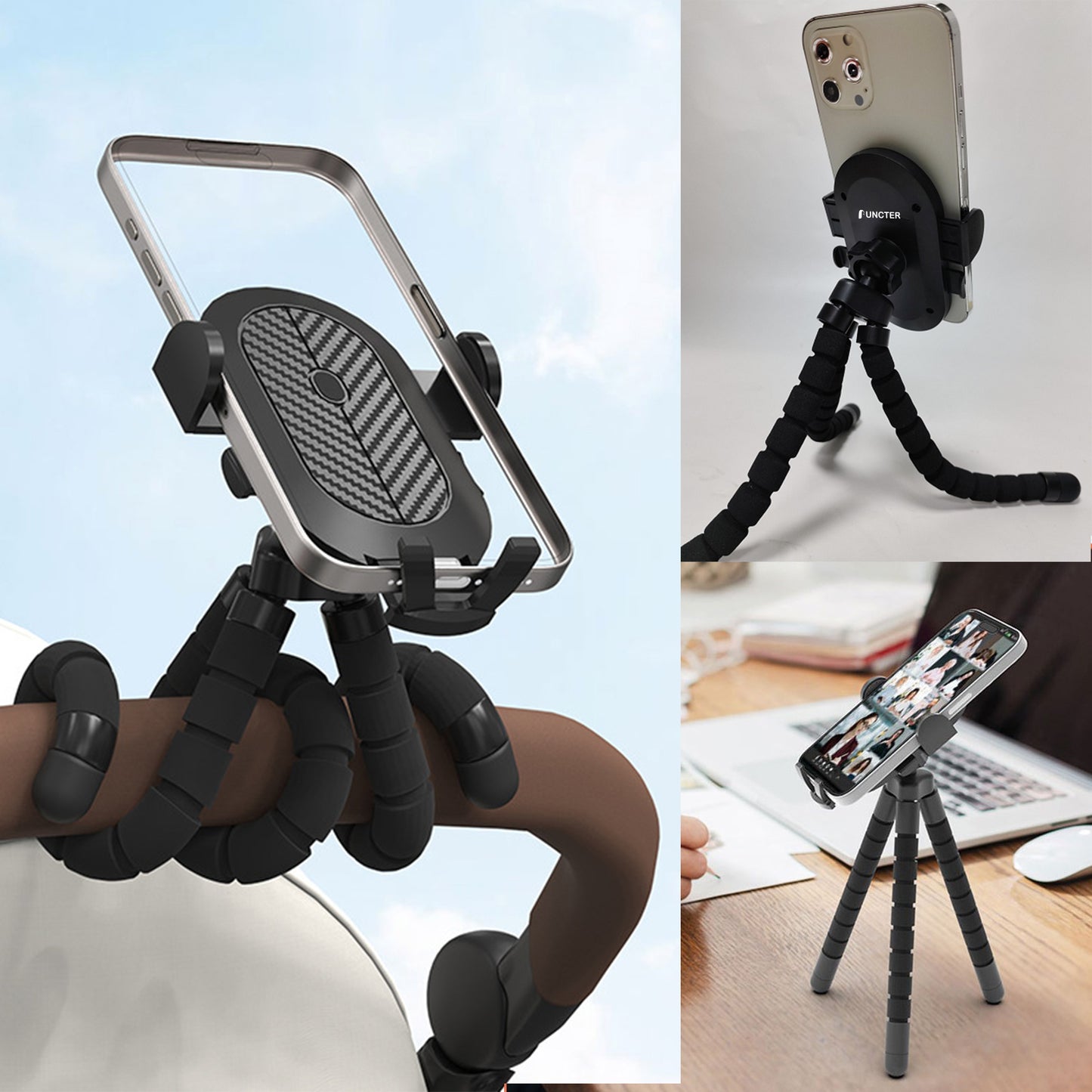 Flexible Stroller Phone Holder Tripod 360 Degree Rotatable Cell Phone Mount For Shopping Cart