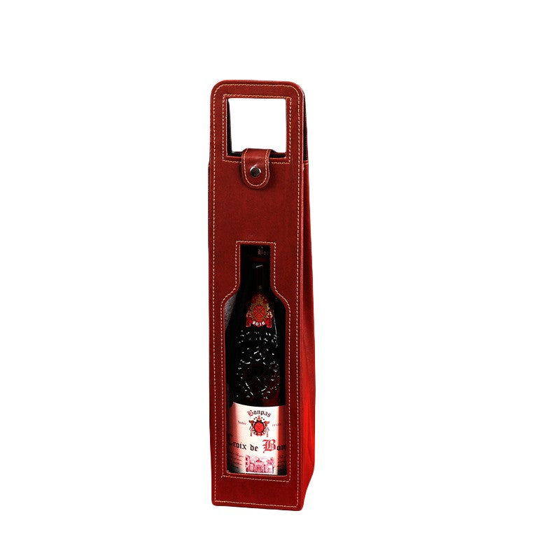 Reusable Leather Wine Tote Bag