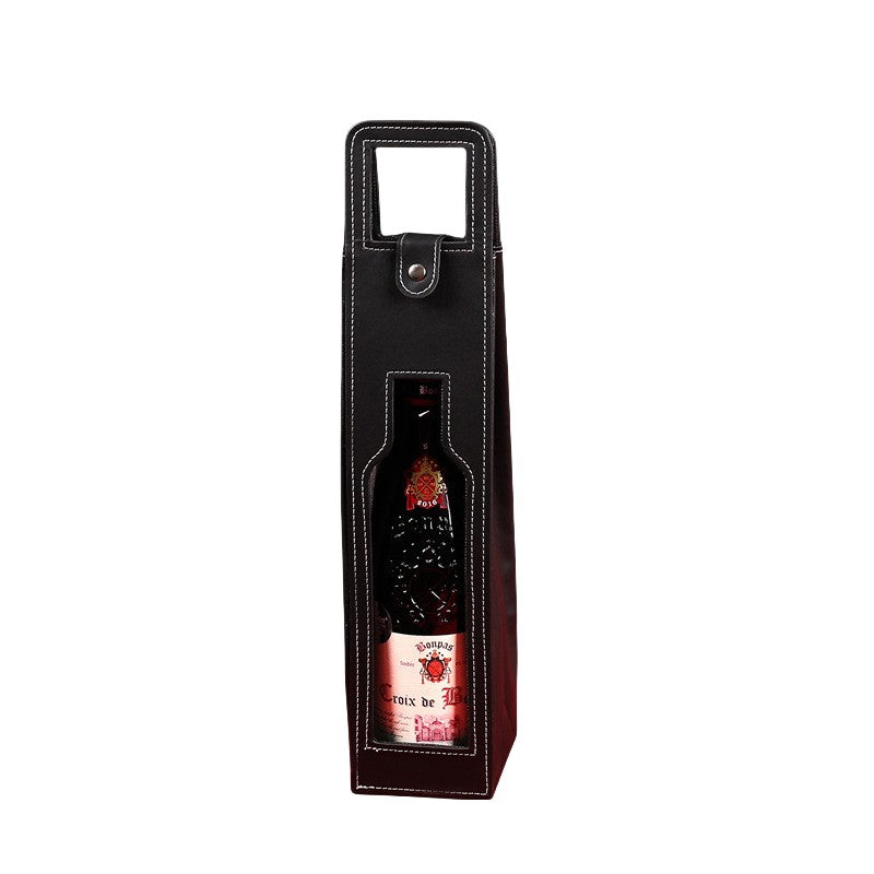 Reusable Leather Wine Tote Bag