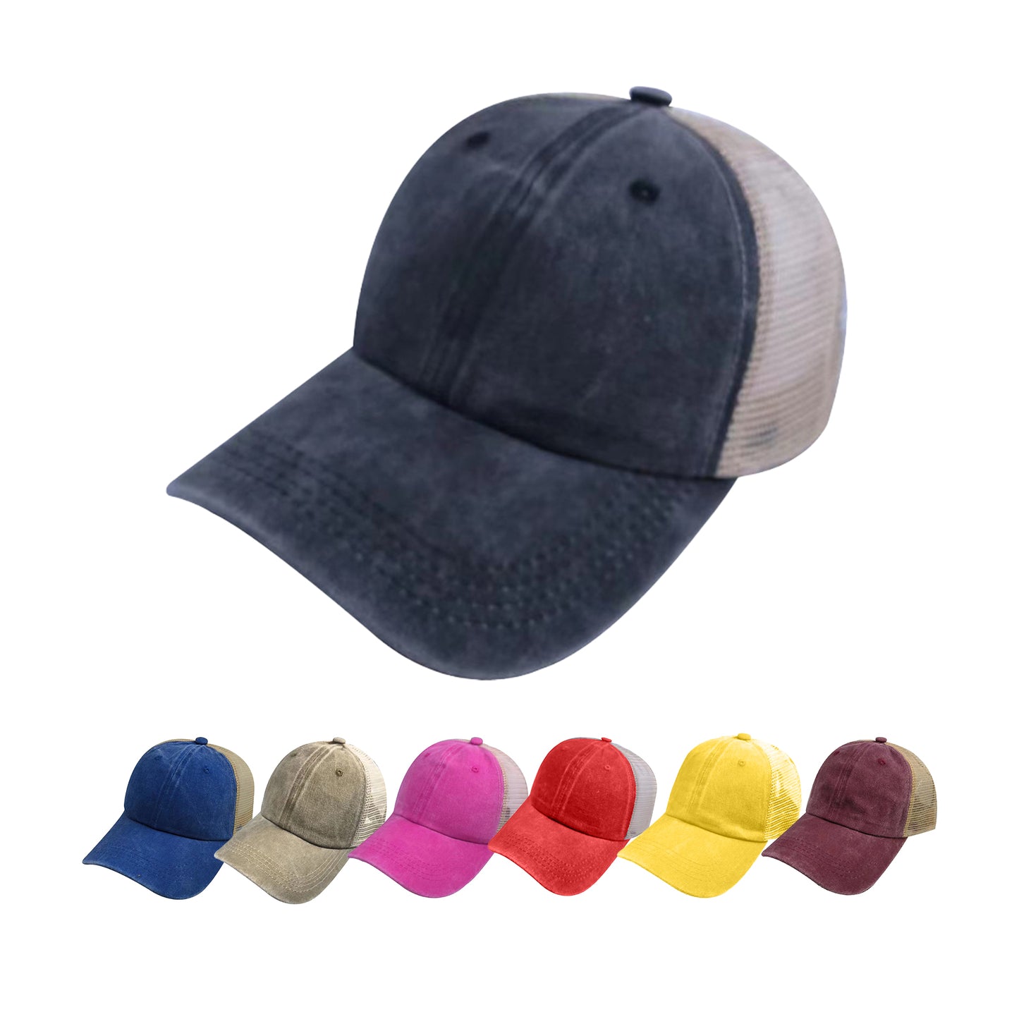 Retro Washed Denim Mesh Baseball Cap