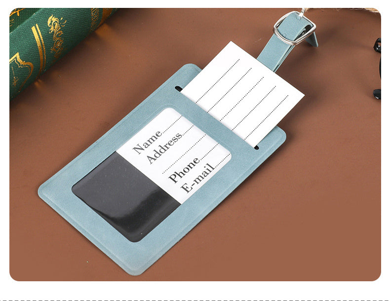 Rectangular Shape PU Leather Luggage Personalizable Travel ID Tag For Travel Business Trip