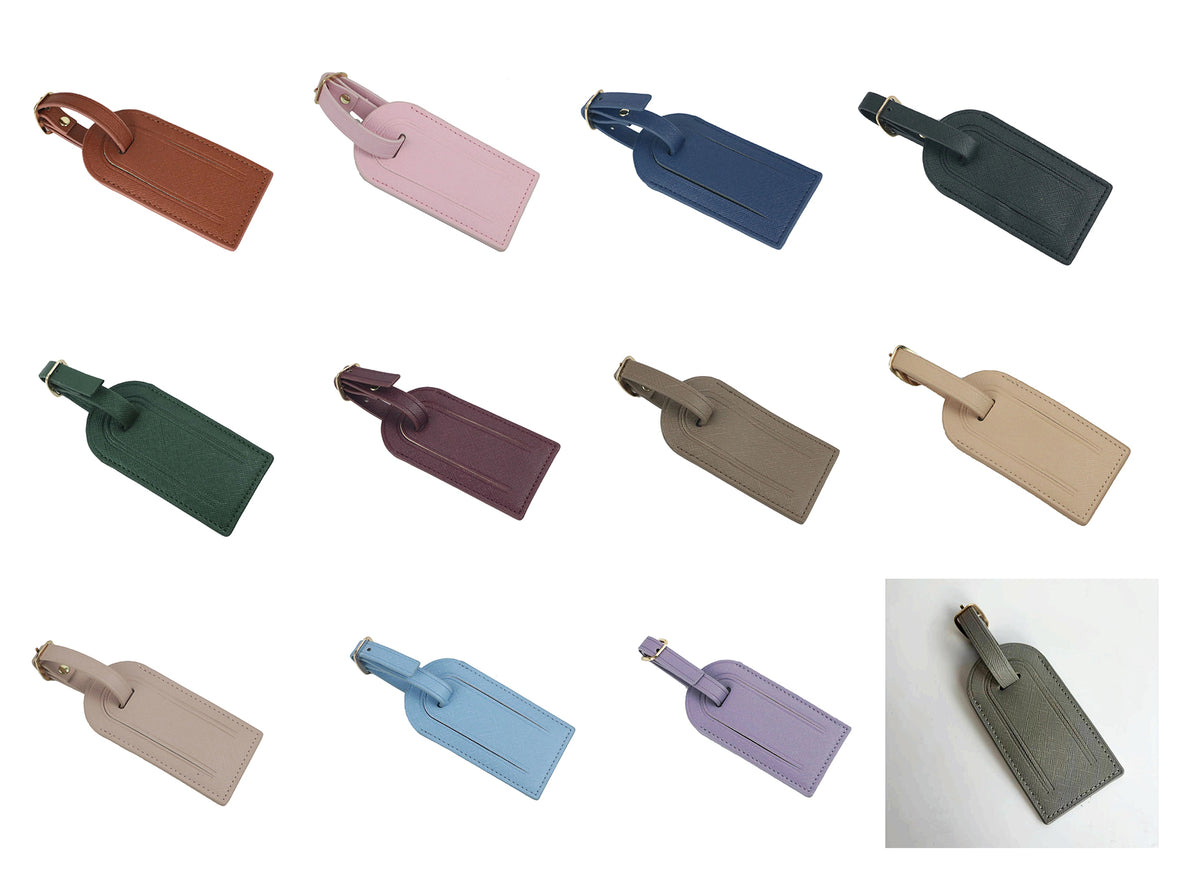 Mini Rectangular Shape PU Leather Luggage Personalizable Travel ID Tag For Travel Business Trip