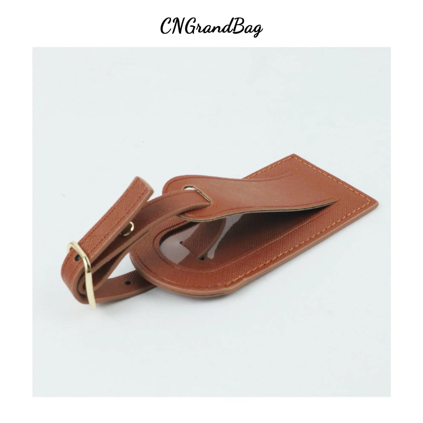 Mini Rectangular Shape PU Leather Luggage Personalizable Travel ID Tag For Travel Business Trip