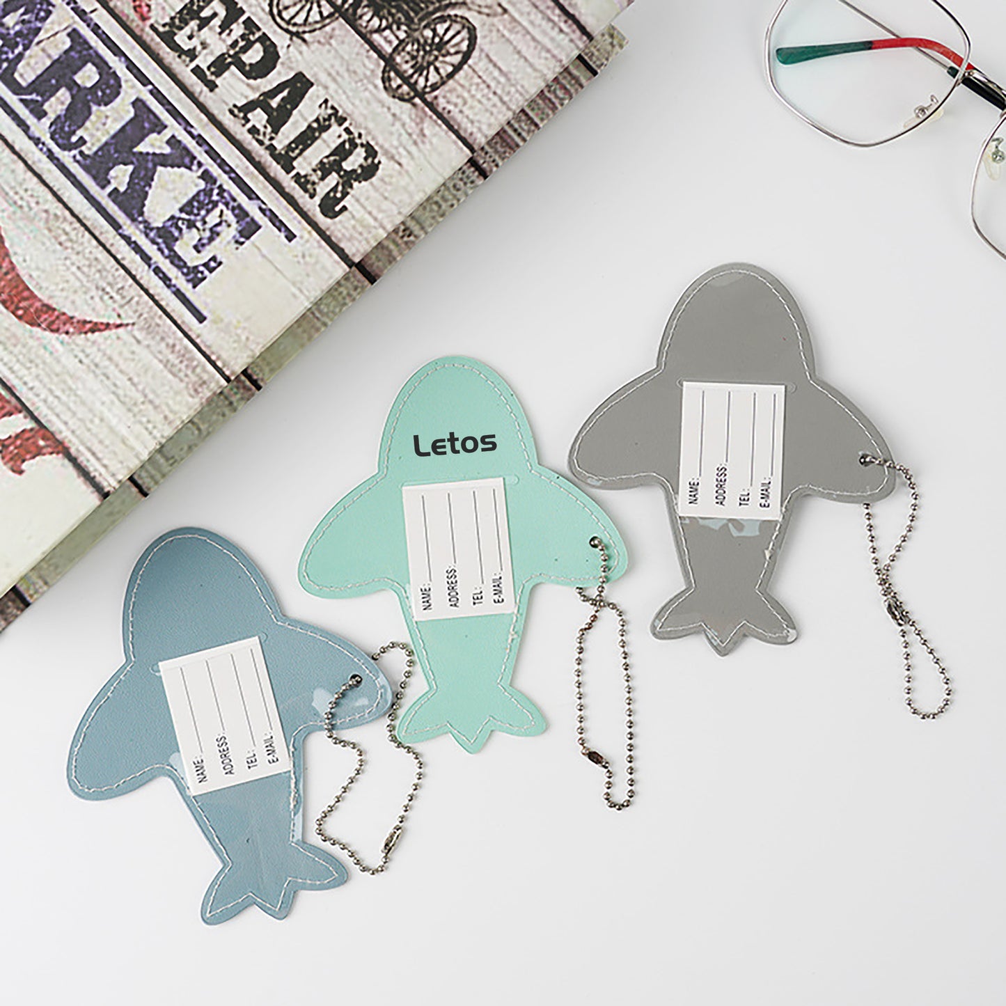 Plane Shape PU Leather Luggage Personalizable Travel ID Tag