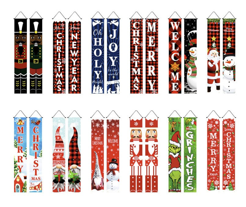 Full Custom Oxford cloth Christmas Couplet Christmas Porch Banner