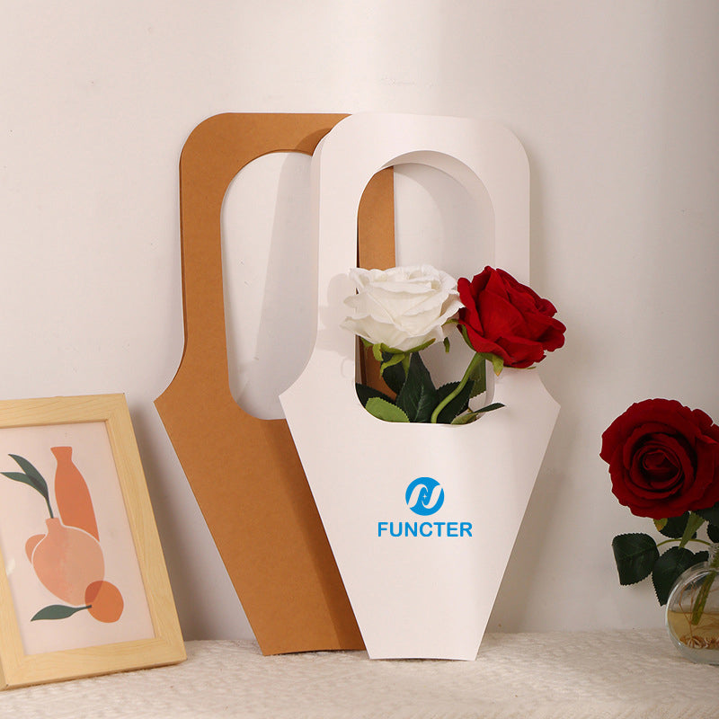 Kraft Paper Bouquet Gift Tote Bag W/ Handle 12x21"