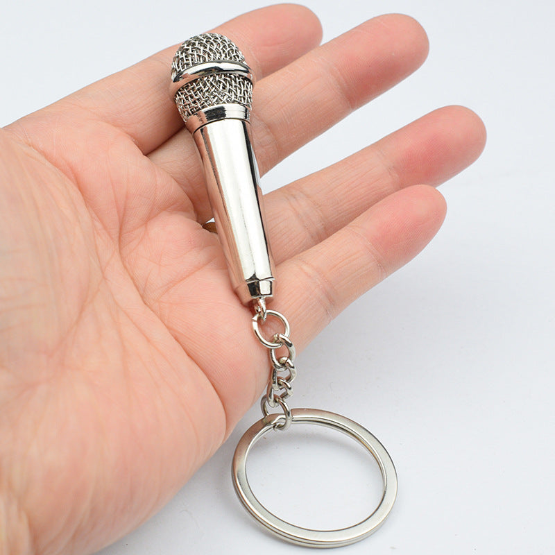 Creative Metal Microphone Shape Keychain