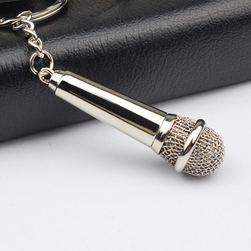 Creative Metal Microphone Shape Keychain