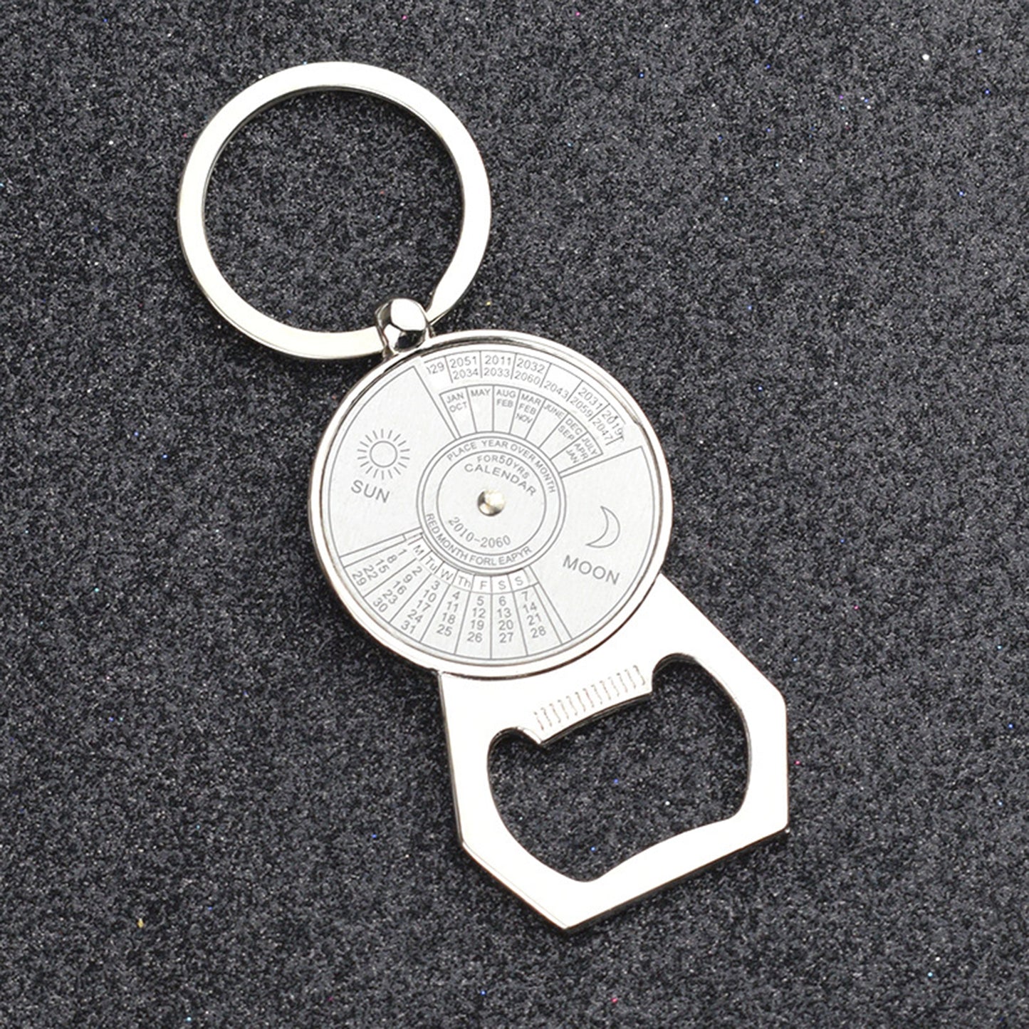 Portable Perpetual Calendar Beer Bottle Opener Metal Keychain